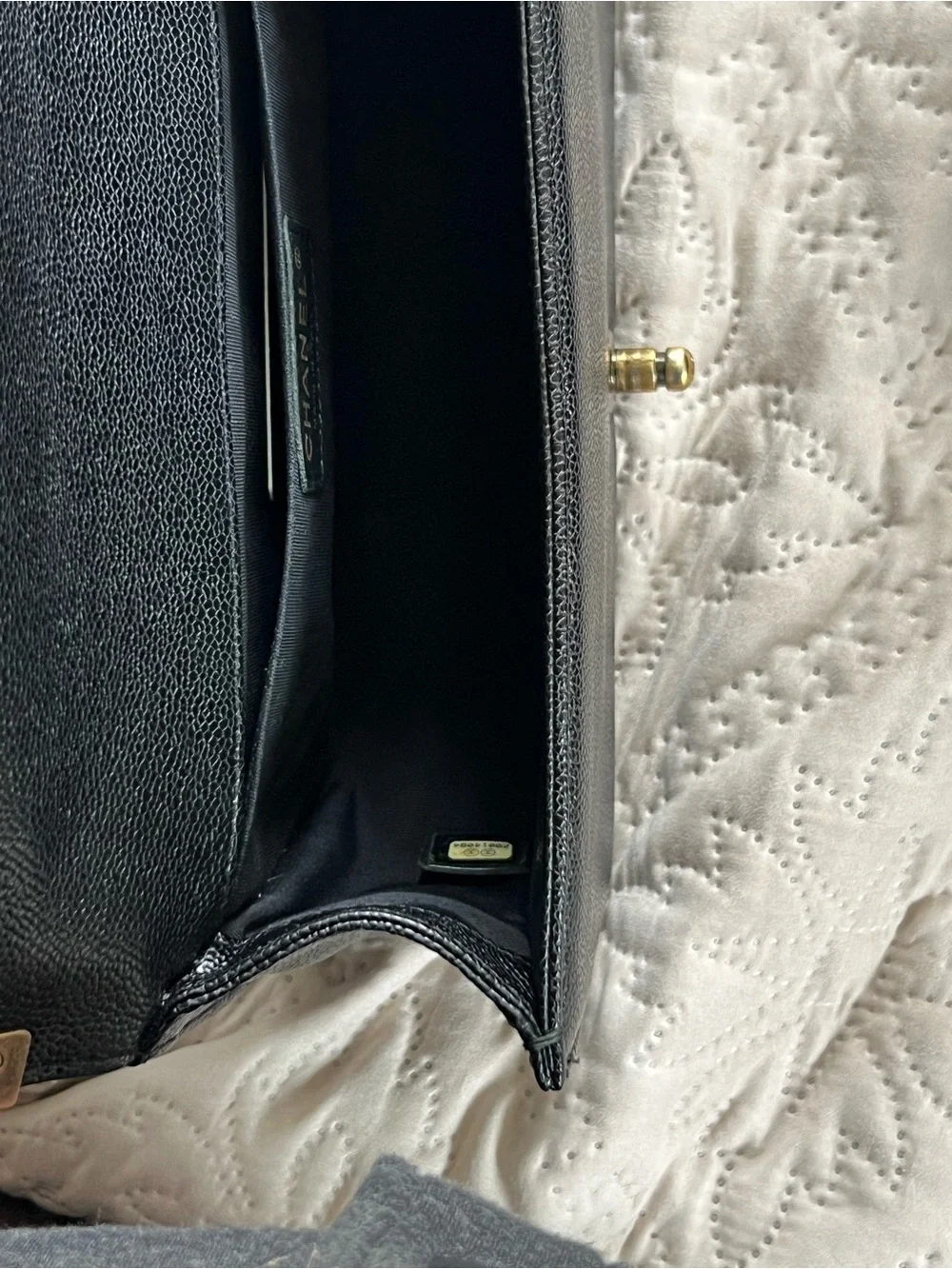 CHANEL Black Quilted Boy Bag with Gold-Tone Hardware